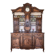 Eighteenth-century Bressan two-body buffet with antique clock – Louis XV style