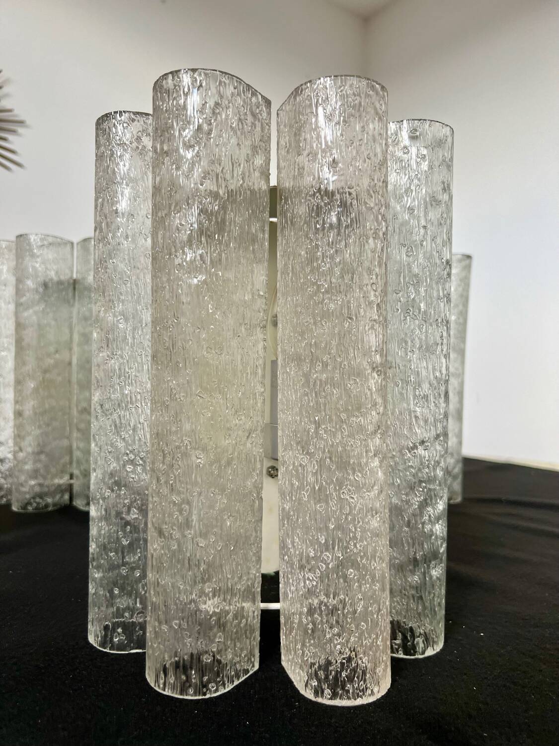 Set of 4 large doria wall lights in glazed glass design from the 60s vintage 3 lights