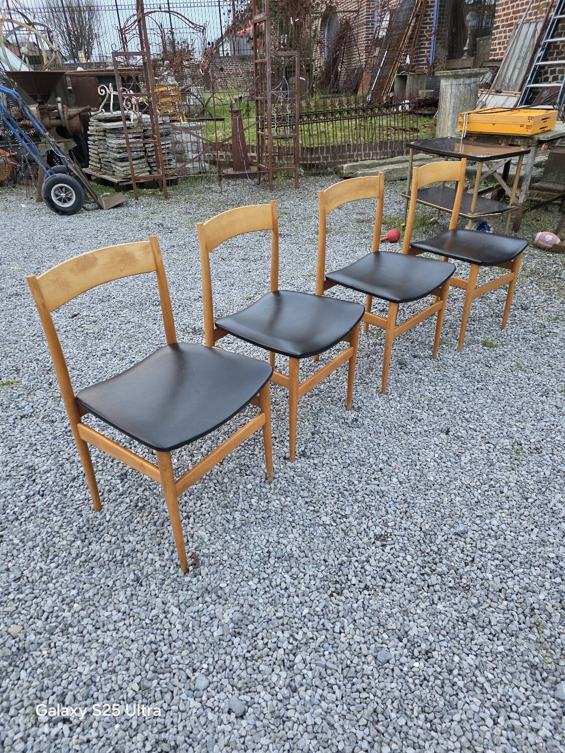 4 Scandinavian beech chairs from the 1960s.