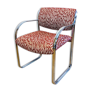 Fauteuil Strafor vintage - tissu acier