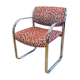 Fauteuil Strafor vintage en acier tubulaire chromé et tissu organique