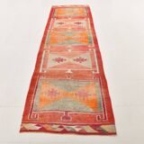 3x12 Turkish Runner Faded Pink & Grey Turkish Wool Runner Rug, 96x352Cm