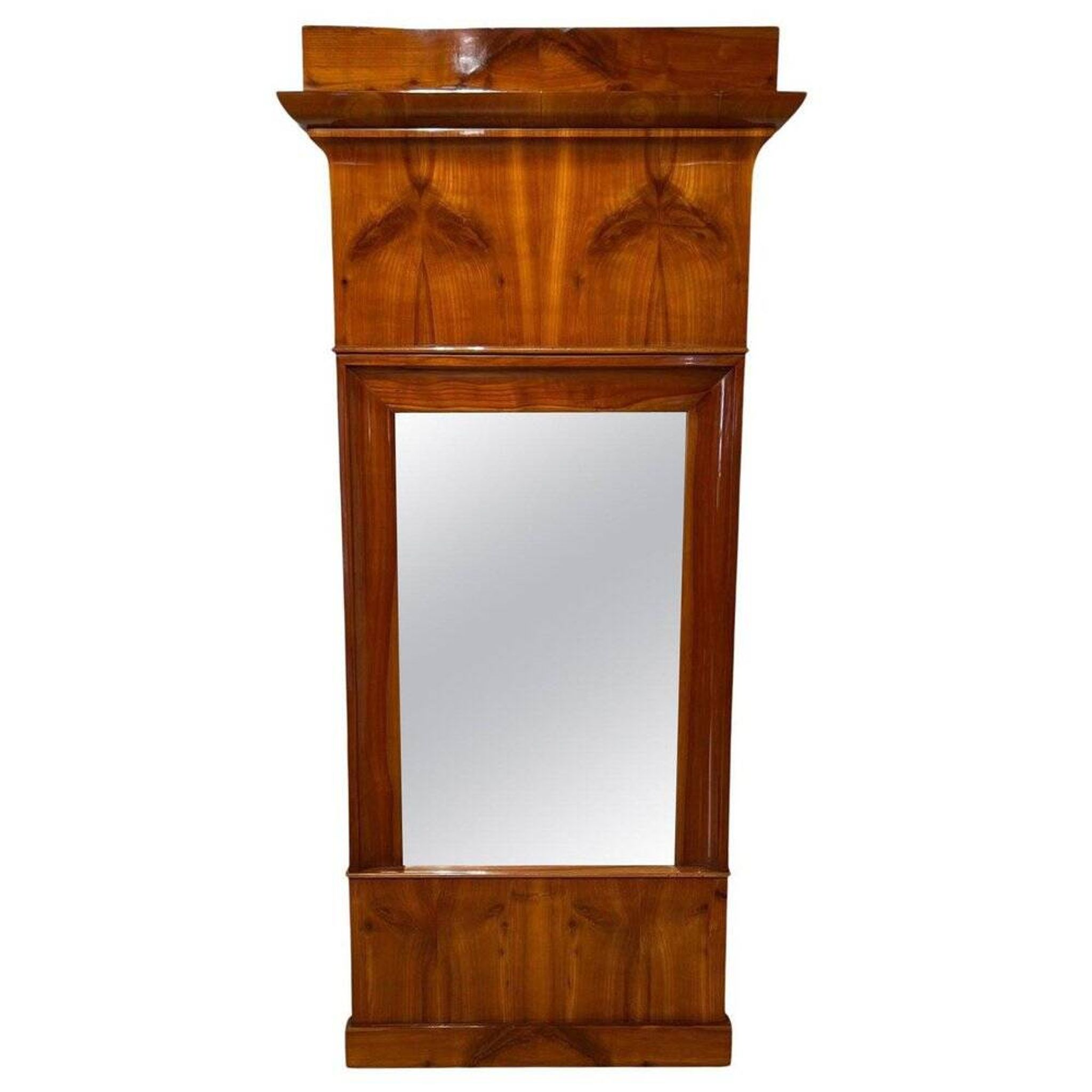 Biedermeier Wall Mirror in Cherrywood Veneer, South Germany, 1830s