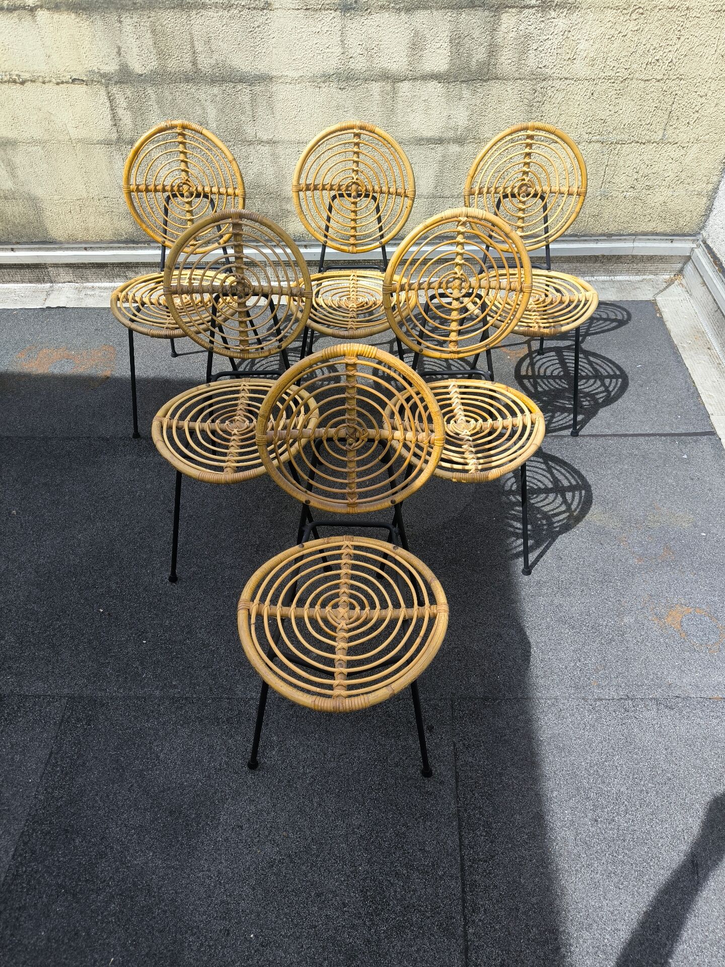 Set de 6 chaises en métal et rotin par michaël thonet