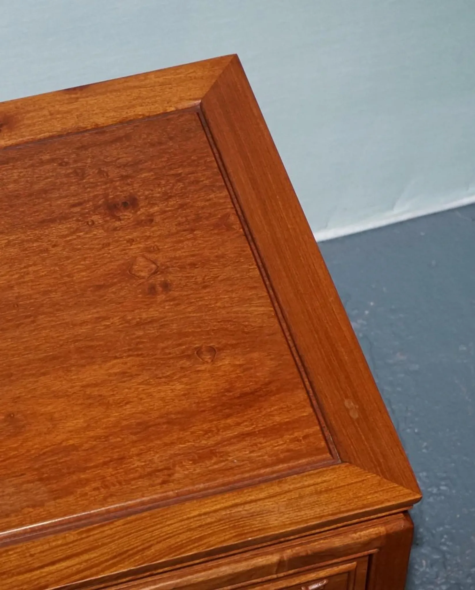 Vintage Oriental Teak Bedside Table with Drawer and Shelf, China