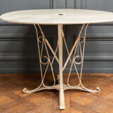Table en tôle peinte salon de jardin ferronnerie 1950 piétement