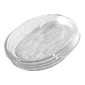 Set of 4 Vintage Kosta Boda Glass Oval Dinner Fish Plates / Sweden / 1970s