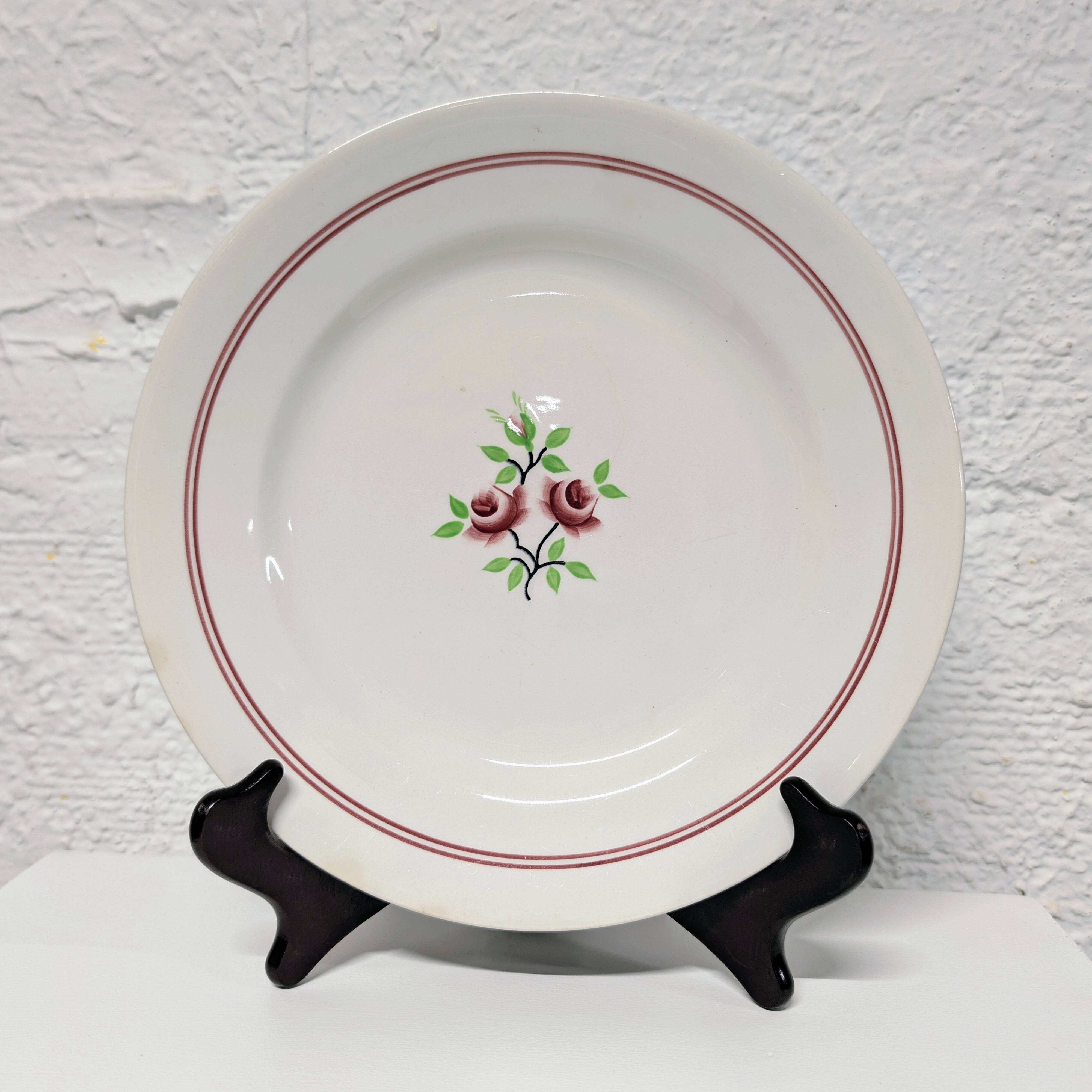 Plat rond Moulin des Loups Orchies modèle Deux Roses