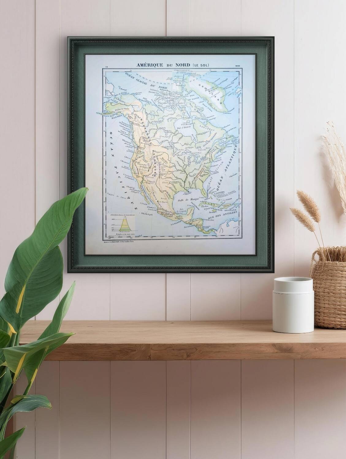 North America. Geographical map printed in 1900.