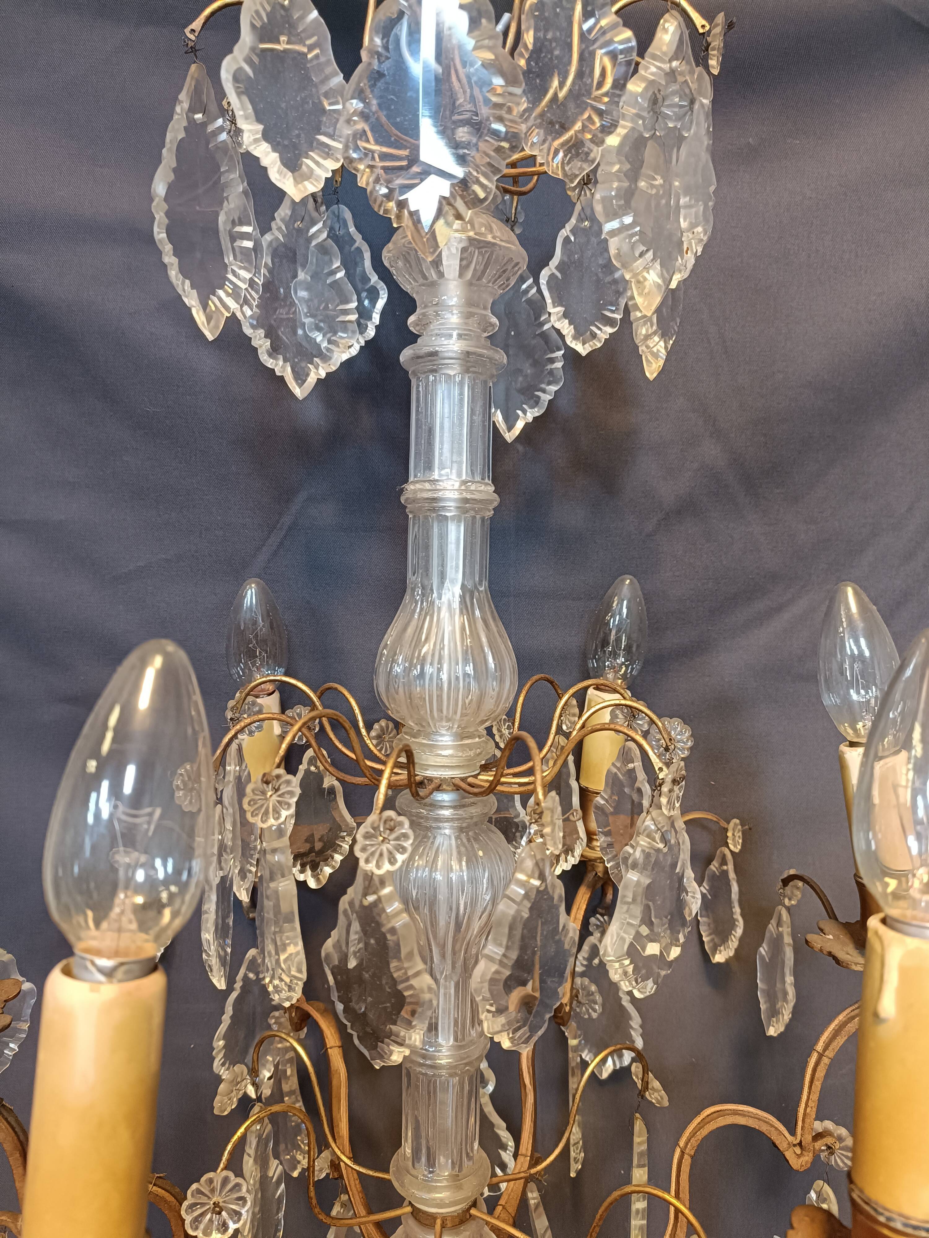 Crystal grapefruit chandelier, glass barrel