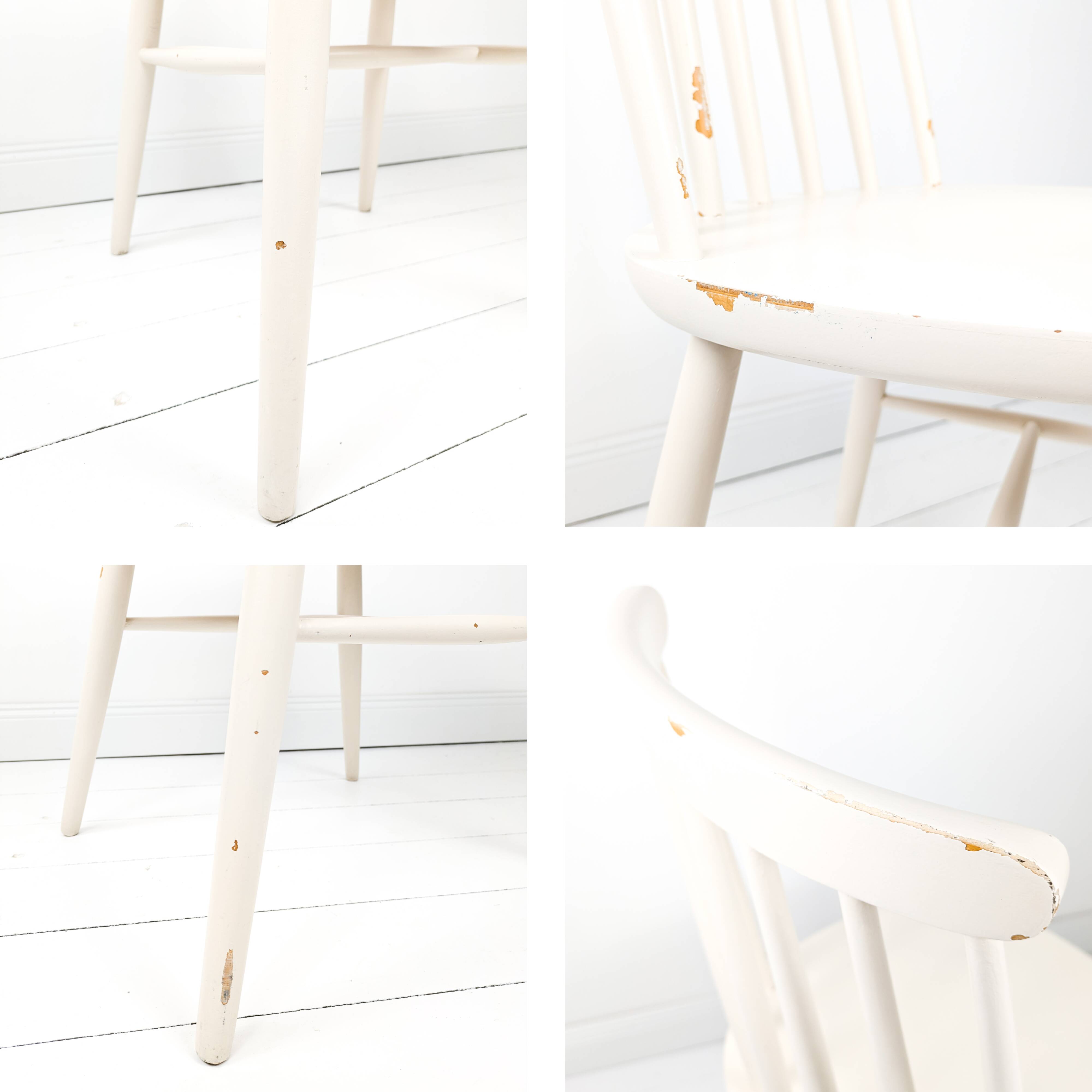 Chaise de soutien vintage blanc cassé Mid Century Retro Skandi Scandinave Kitchen Chair Salle à mang