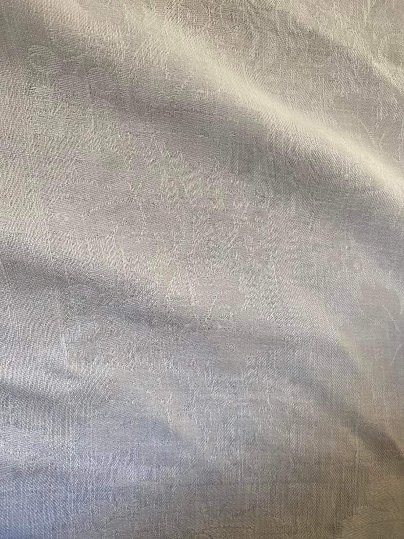 Old tablecloth in white cotton and monogram