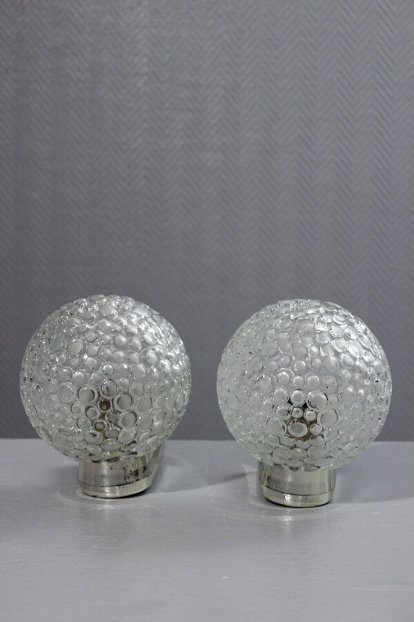 Paire d'appliques vintage space age verre bulle 1970s