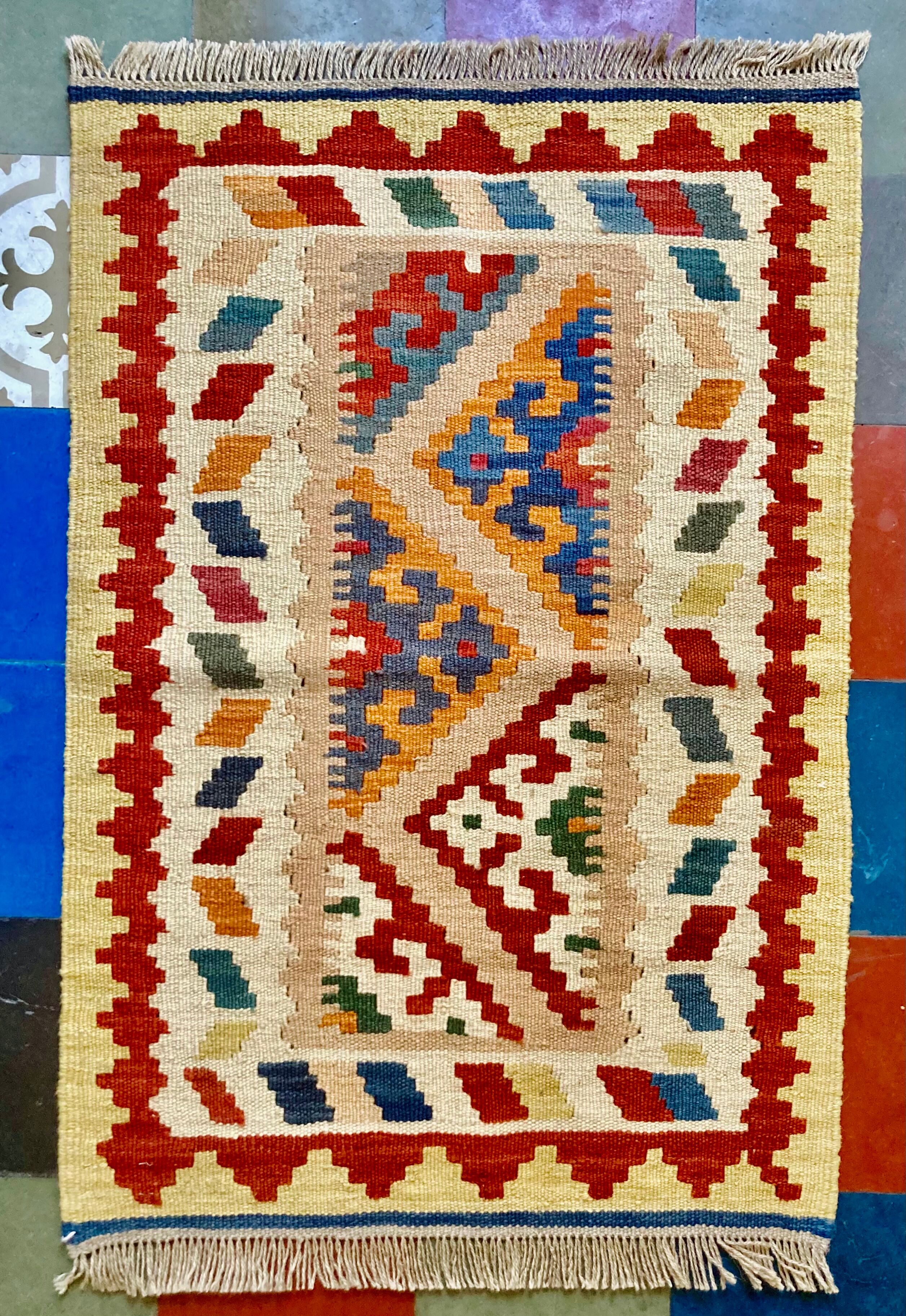 Shiraz, handcrafted persian kilim rugs warm colors