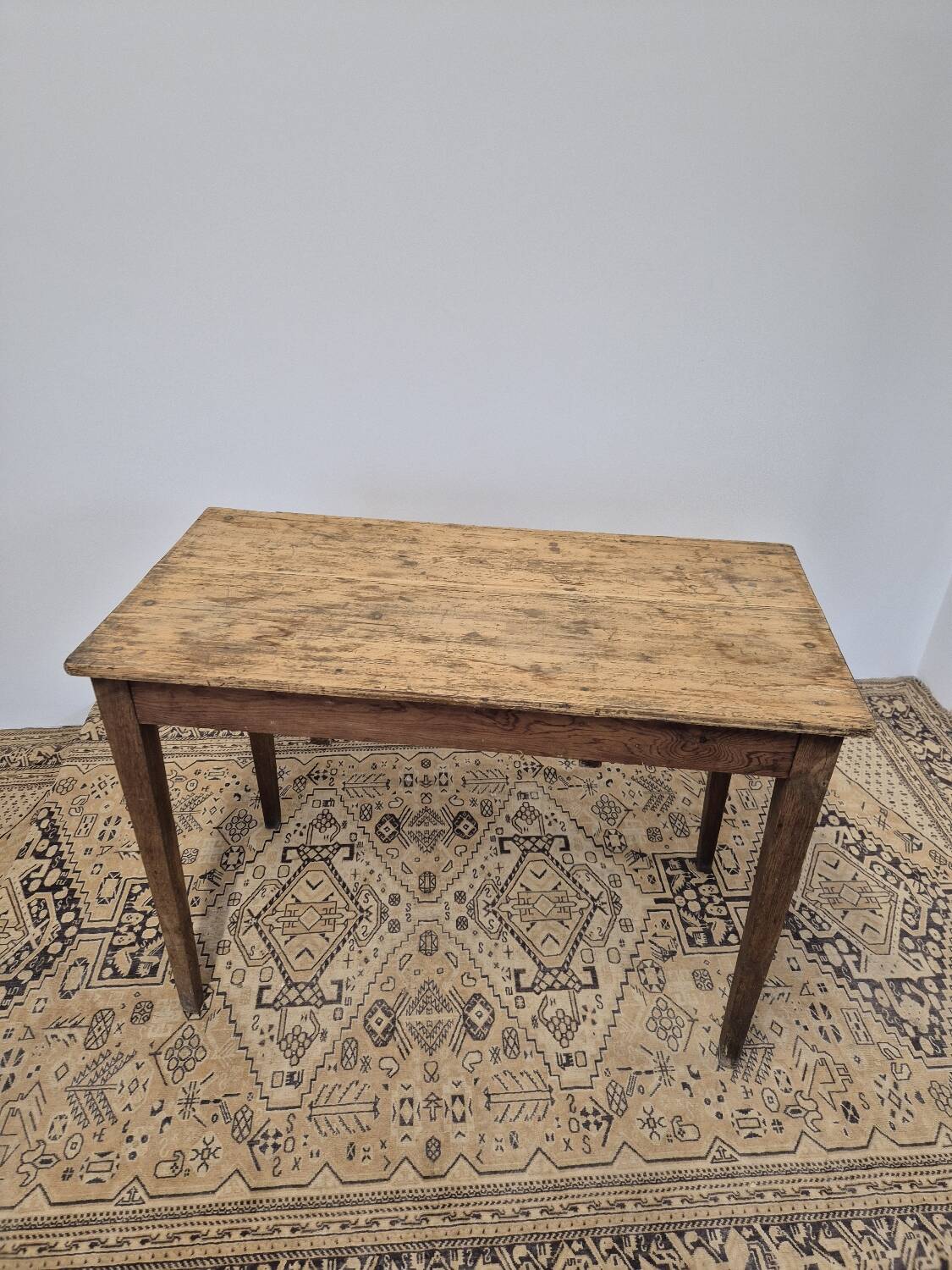 Rustic farmhouse table/desk in solid oak and antique fir 1950s