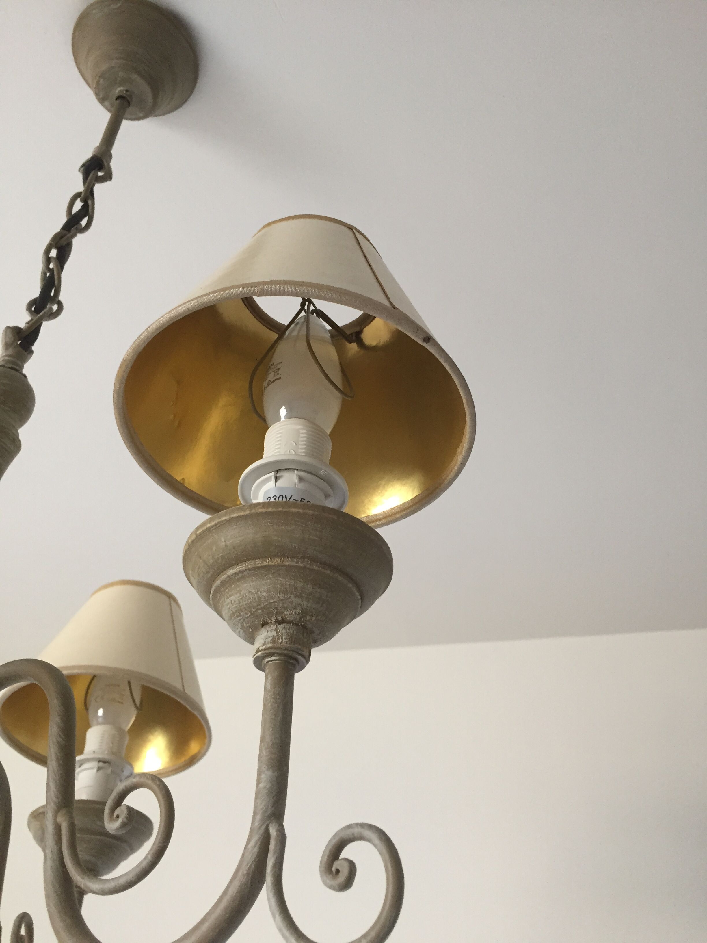 Lustre hollandais bois et métal 4 feux