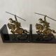 Pair of neo-classical Roman soldier bookends in marble and brass.