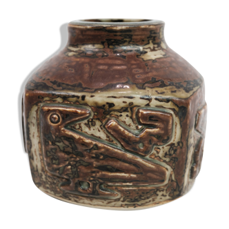 Stoneware vase in brown colours, no.: 21925, by Royal Copenhagen