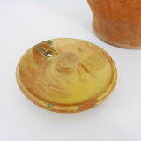Ancienne cruche, chevrette, pichet à eau en grès jaune vernissé. Début XXème siècle