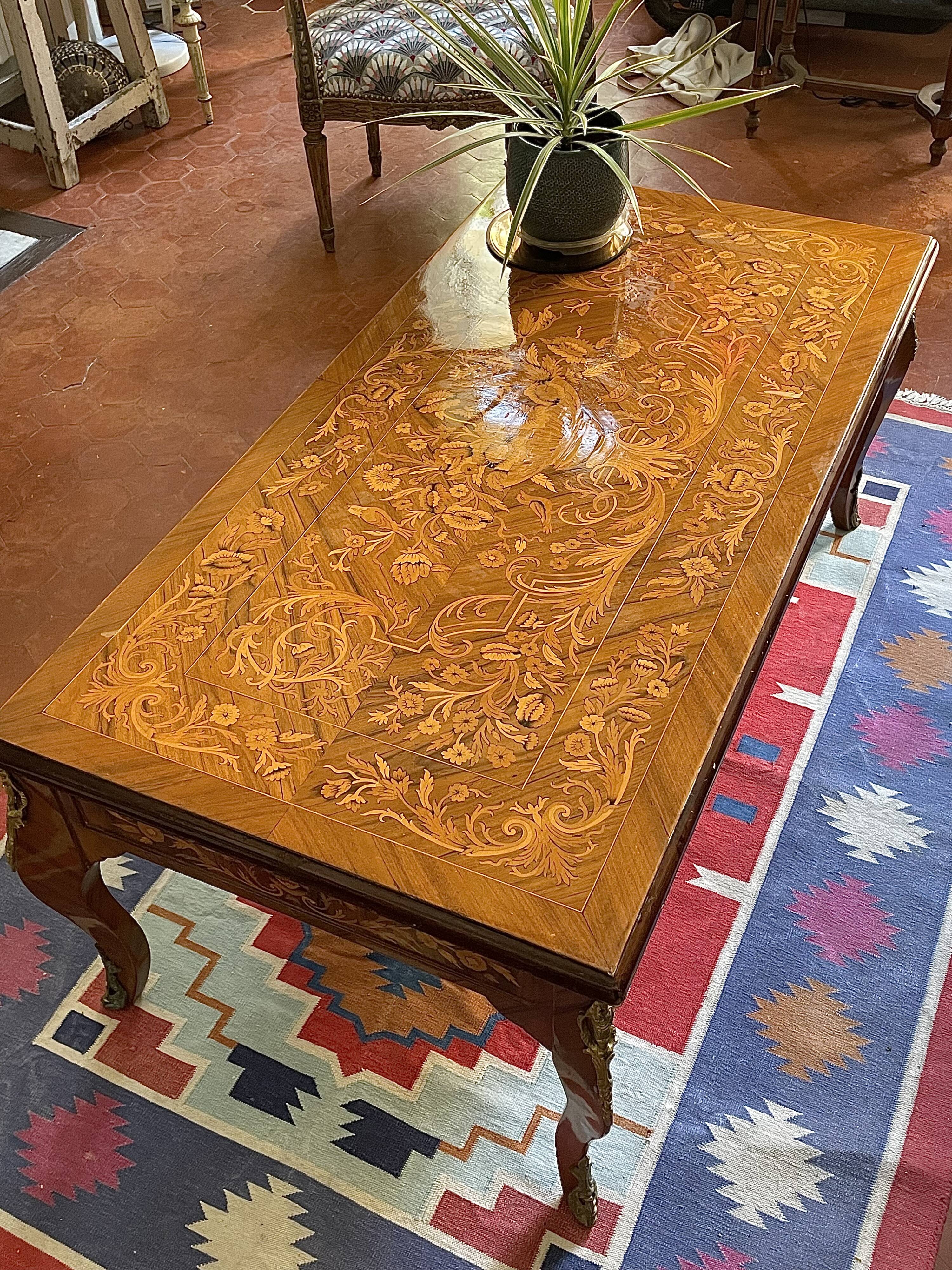 Antique marquetry coffee table