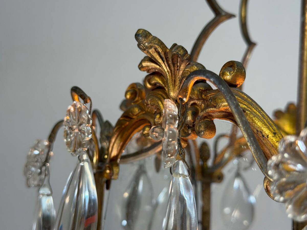 Louis XV style lantern in bronze with drop-shaped pendants, around 1900.
