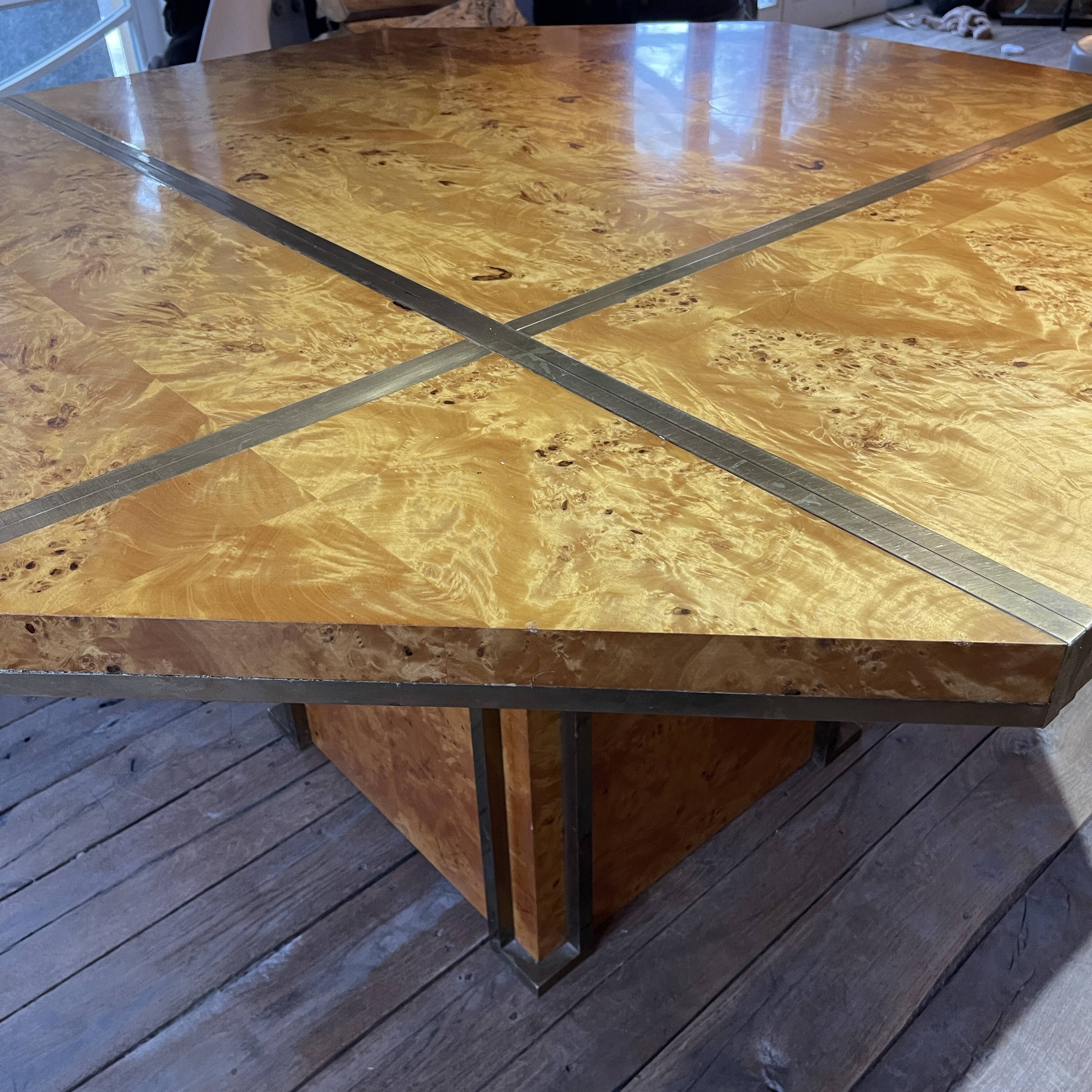 JEAN-CLAUDE MAHEY, Hollywood Regency dining table, extension leaves included.