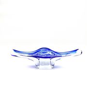 Grande Coupe Hospodka Cristal Bohême Sommerso Liseré Bleu Cobalt