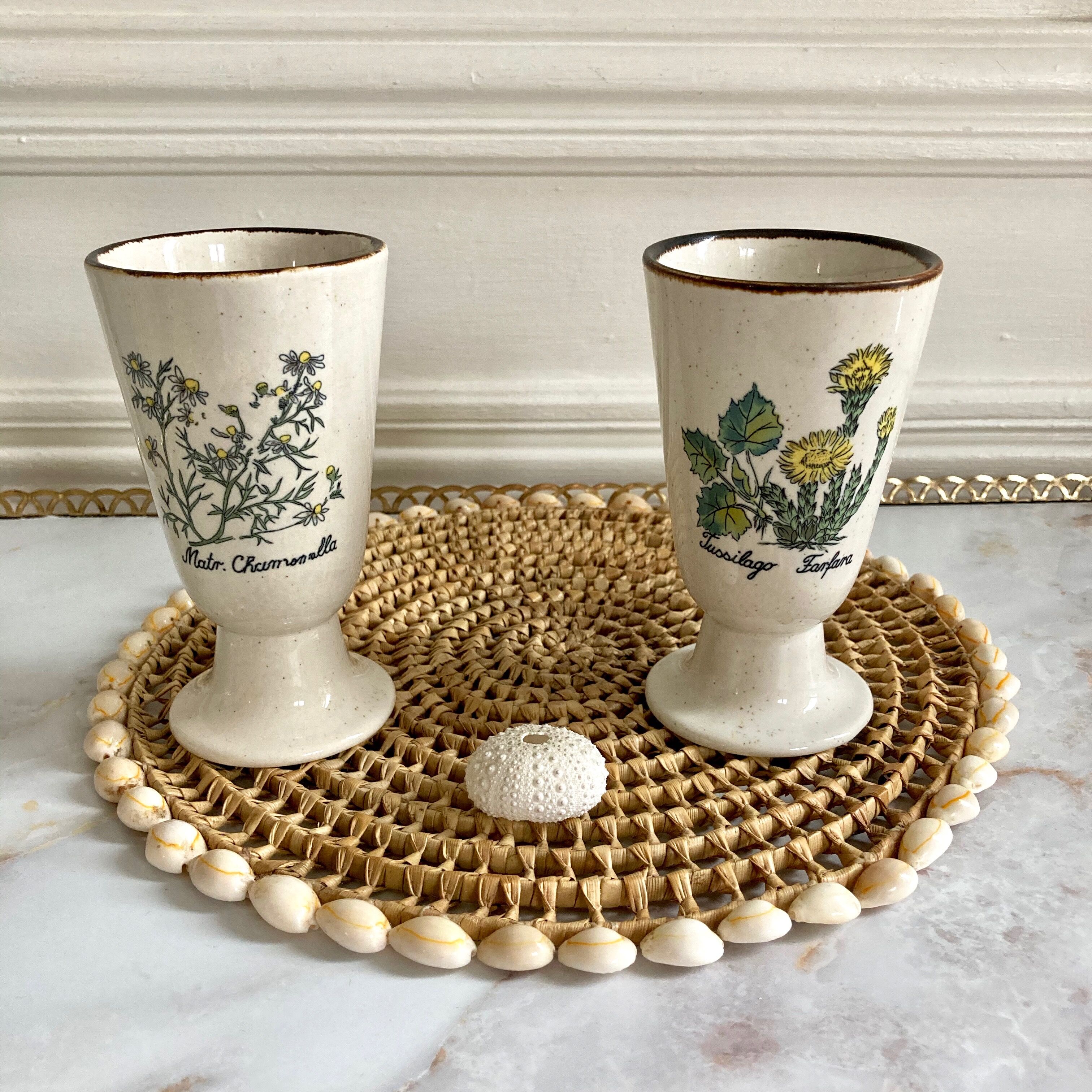 Paire de mazagrans tasses herbier