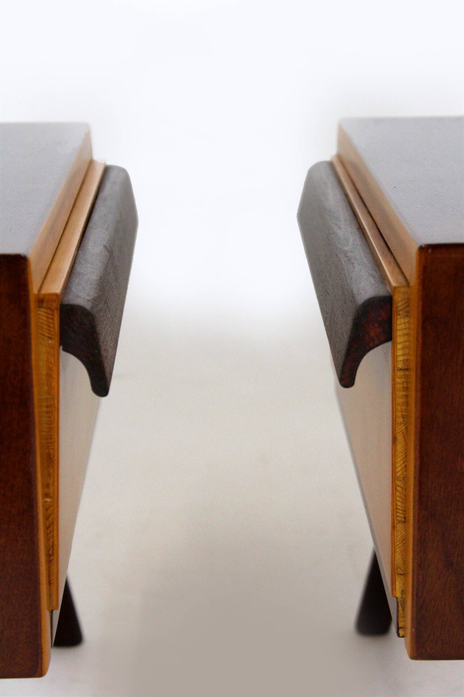 Restored Mid-Century Modern Czech Nightstands and Cabinet, Jitona, 1960s