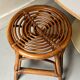 Vintage spiral rattan stool, France 1950