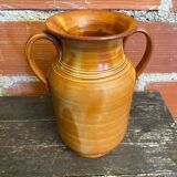 Vintage Beige Ceramic Handled Vase from the 1970s