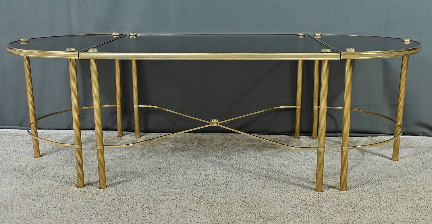 Tripartite Glass Coffee Table, Maison Baguès style – 1950