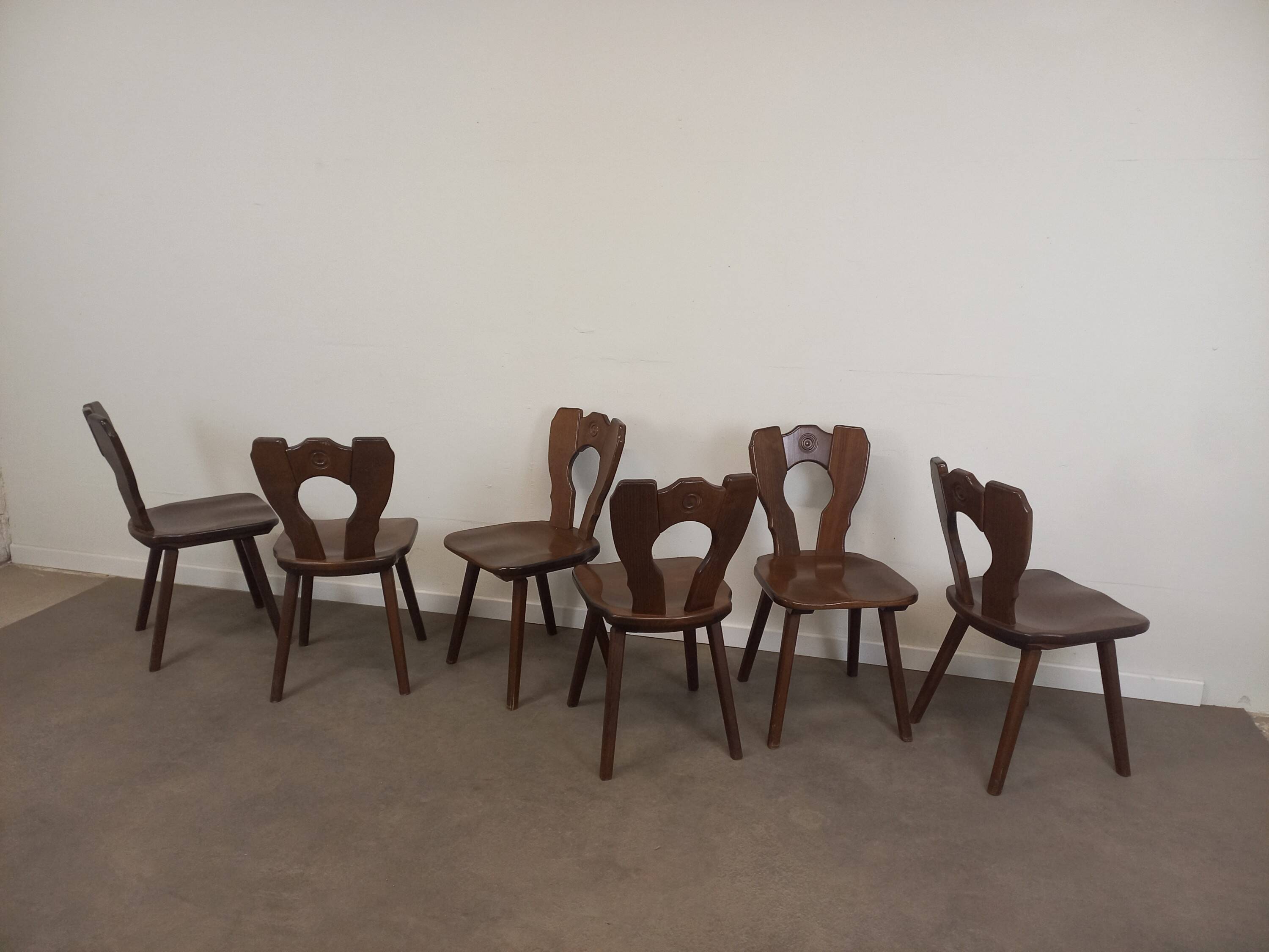 Set of 6 brutalist bistro chairs