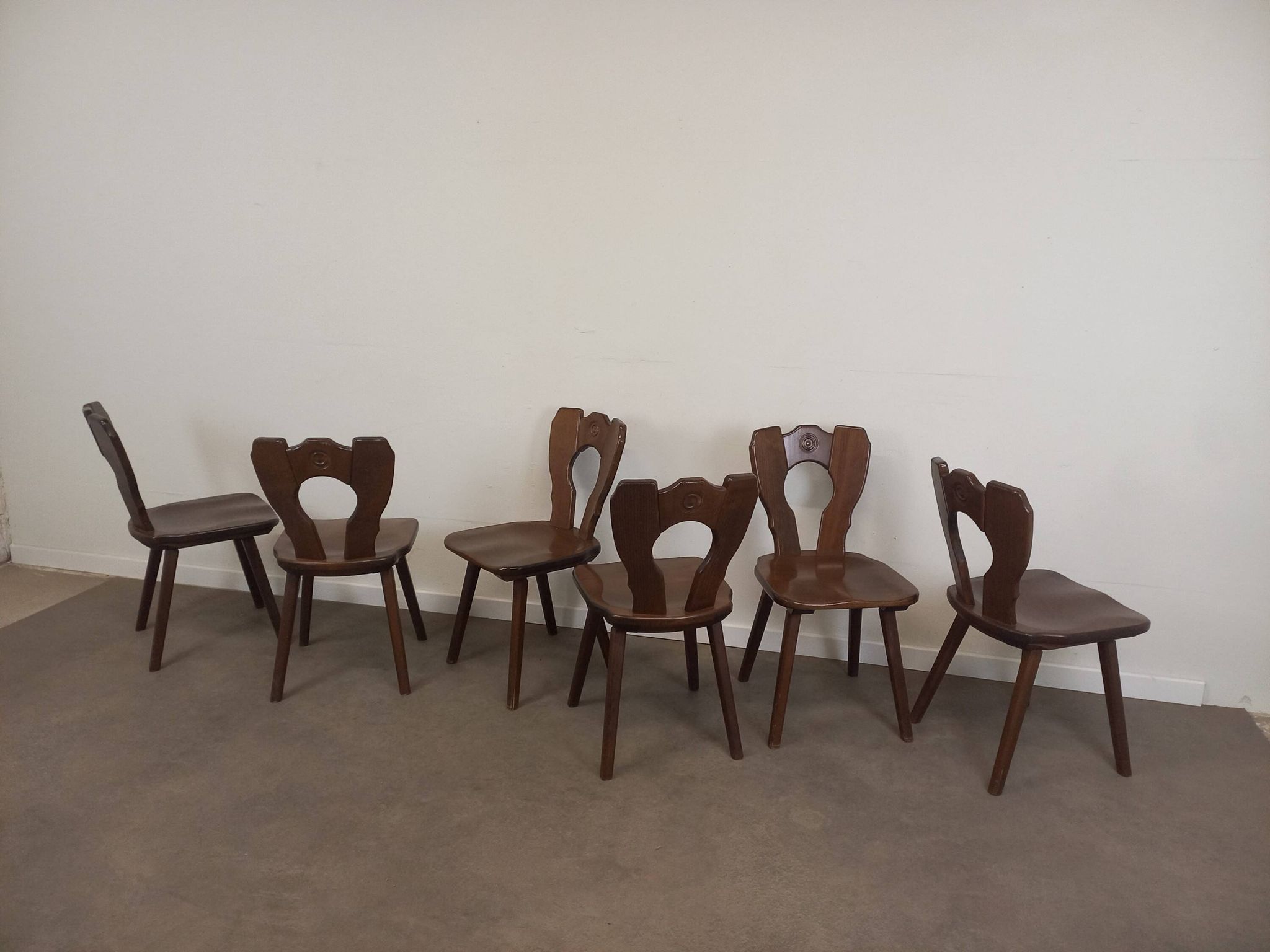 Set of 6 brutalist bistro chairs