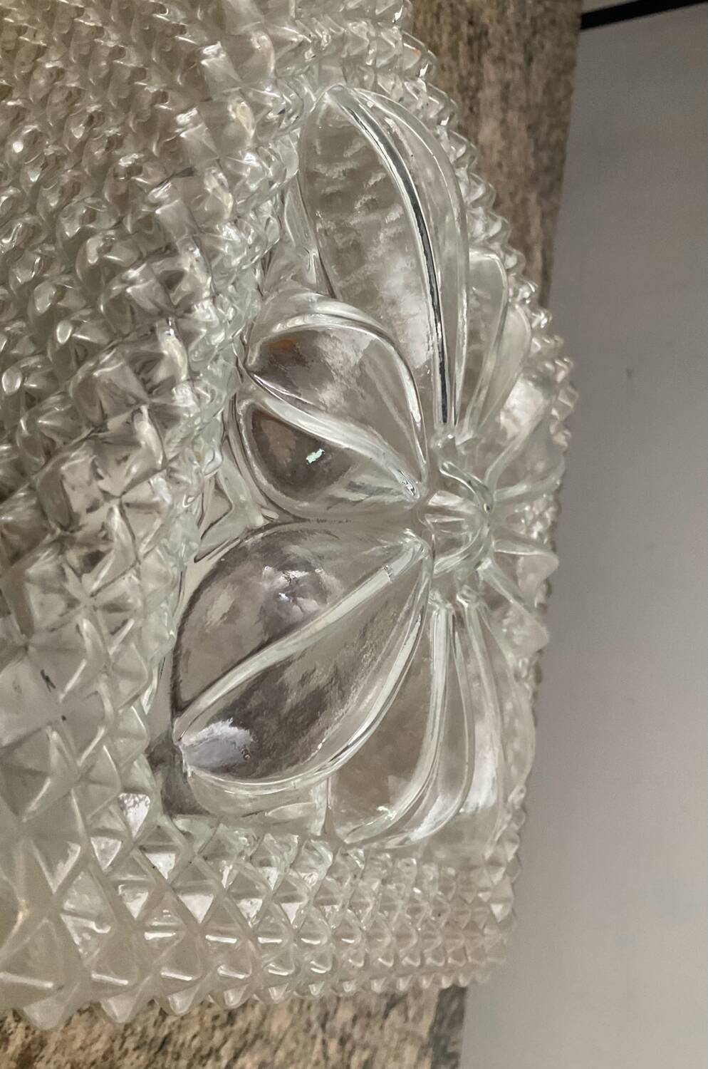 Vintage 70s molded glass wall lamp