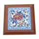 Underside of flat wood and faience floral pattern - retro