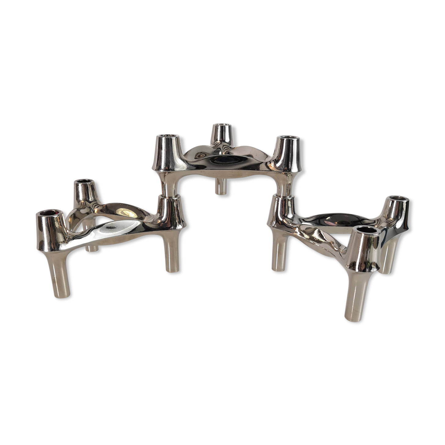 Set of three Nagel BMF candle holders