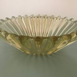 Saladier ancien en verre jaune