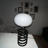 Modern Spiral Lamp Opaline Glass Chrome 1970s