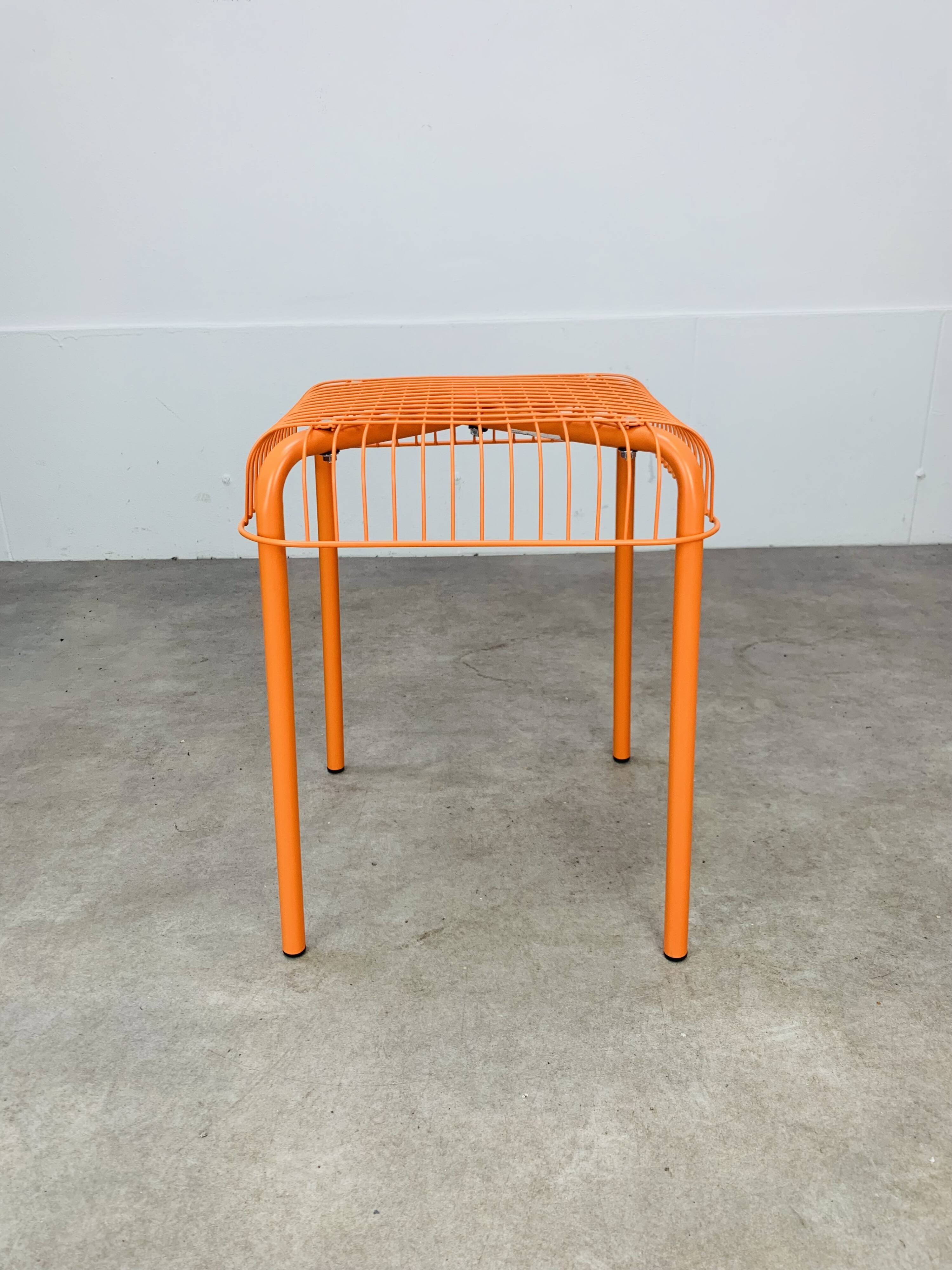 Vintage Ikea Vasteron stool, orange steel wire, 1990s | Selency