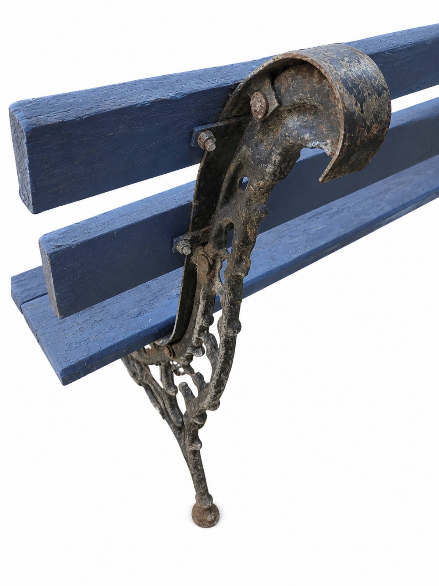 Old cast iron and wood garden bench repainted.