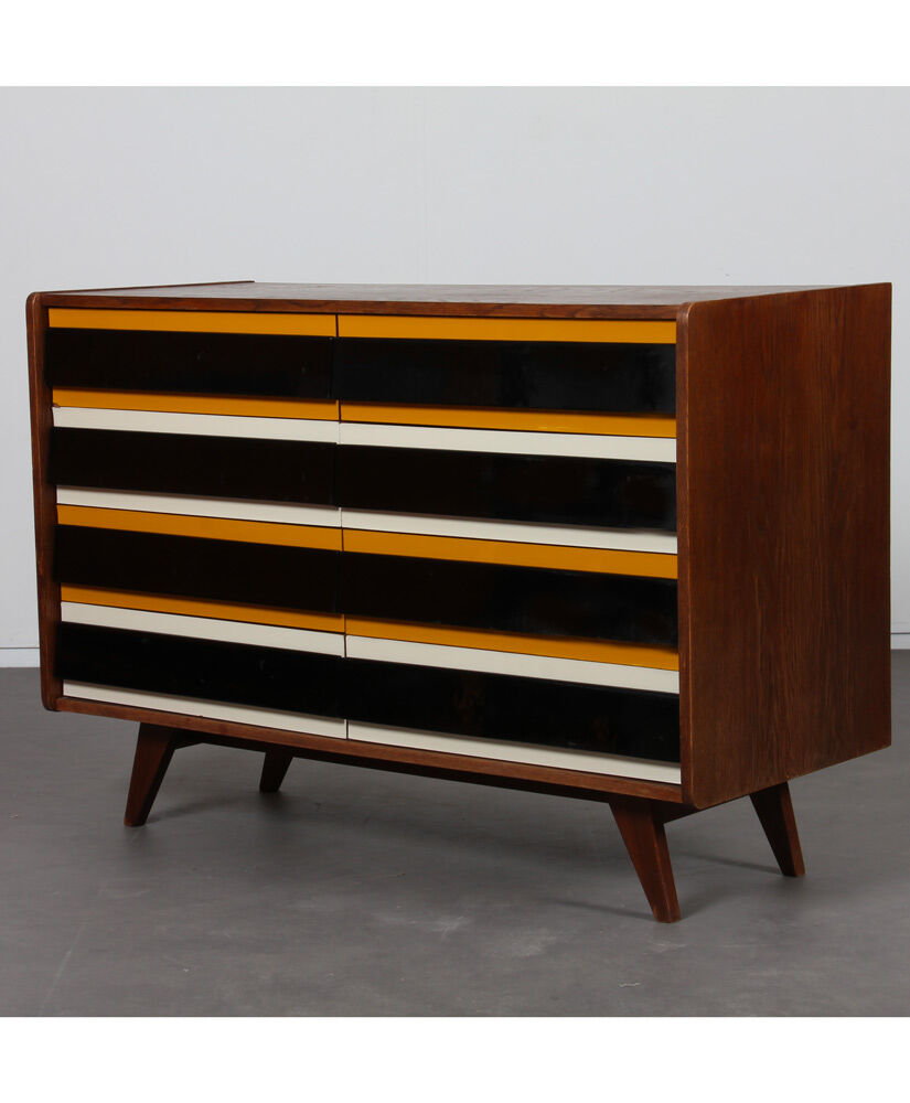 Yellow and black chest of drawers, model U-453, by Jiri Jiroutek, 1960