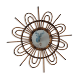 Mirror rattan sun 1960 vintage 48cm