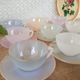 Set of 10 cups and under cups harlequin Arcopal France - vintage