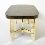 Brutalist Belgian dining table in resin and brass from around 1970.