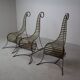 Set of three sculptural iron chairs