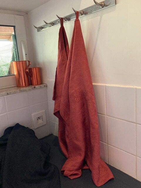 Towel in old fabric "terracotta"