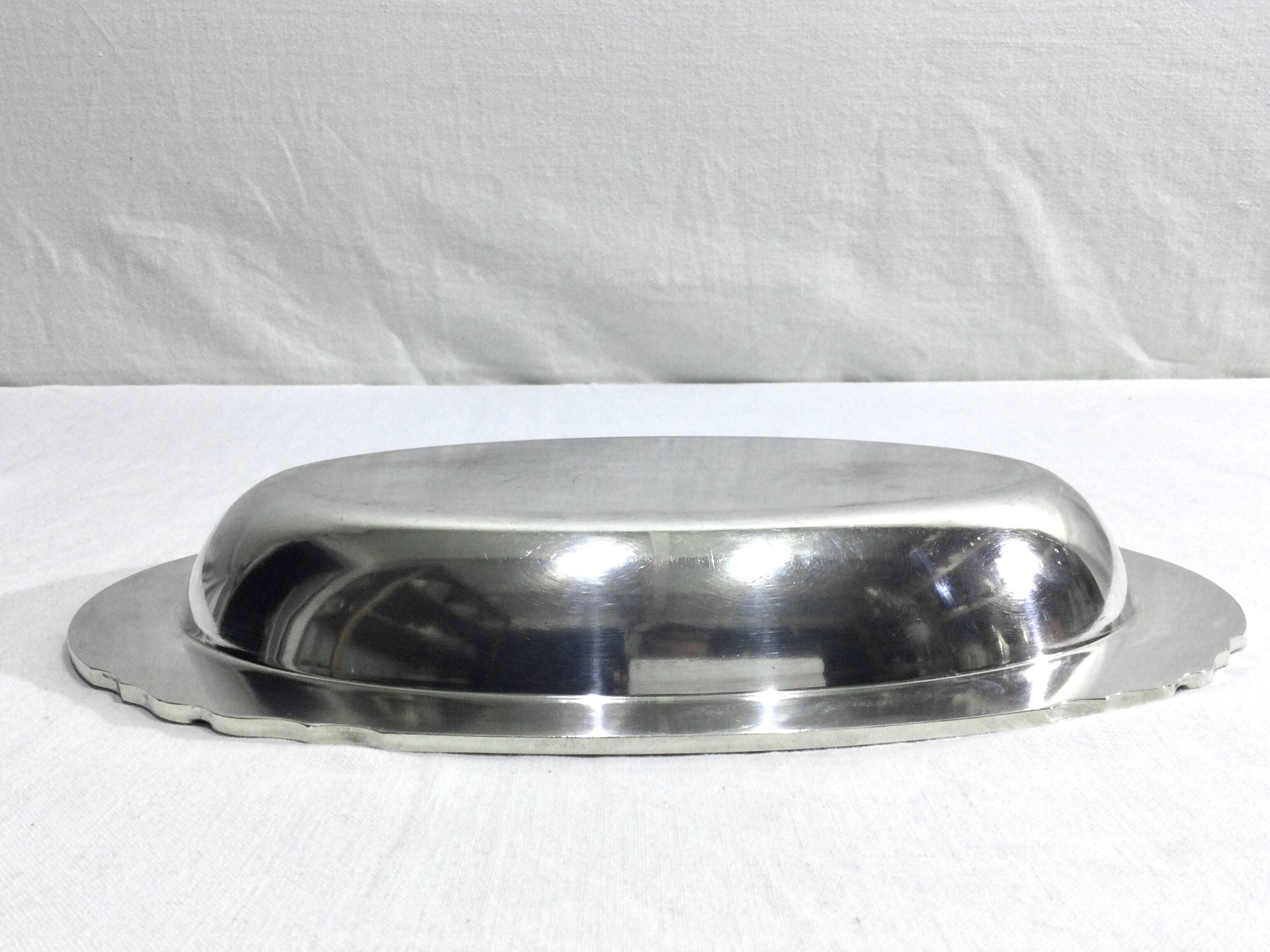 Gallia collection serving dish in silver metal