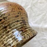 Antique cup, plump shape, organic material with handle, signed JPG, Pougues-les-eaux, pyrite stoneware