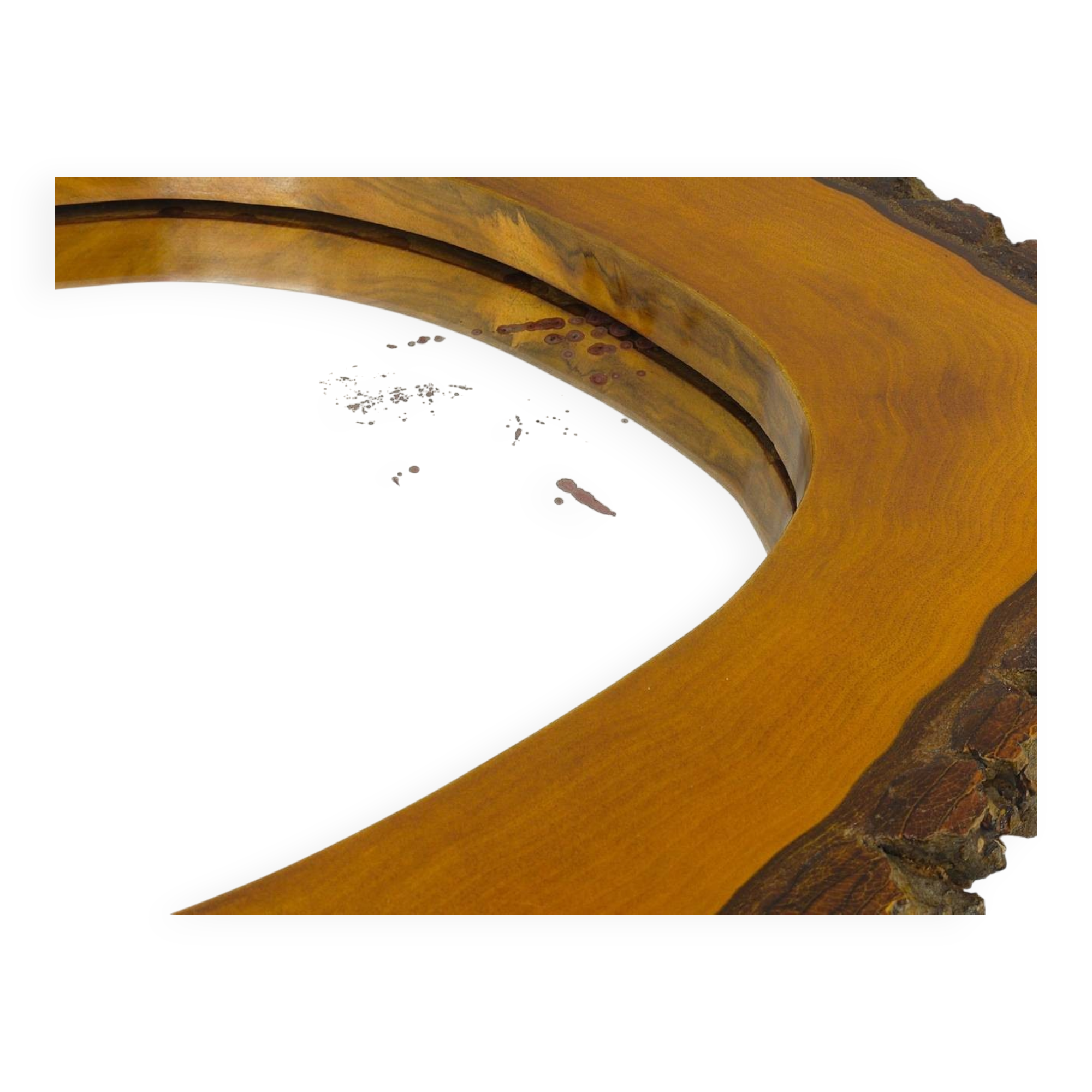 Wall mirror tree trunk in walnut, Carl Aubock modernist style, Austria, 1950s.